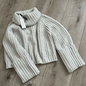Jason Wu Light Gray Cable Knit Cowl Sweater